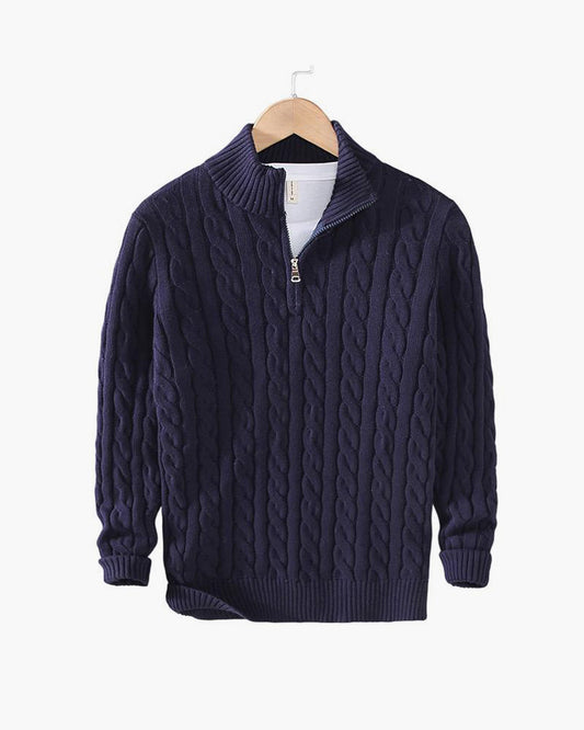 Jersey de Punto Trenzado con Cremallera
