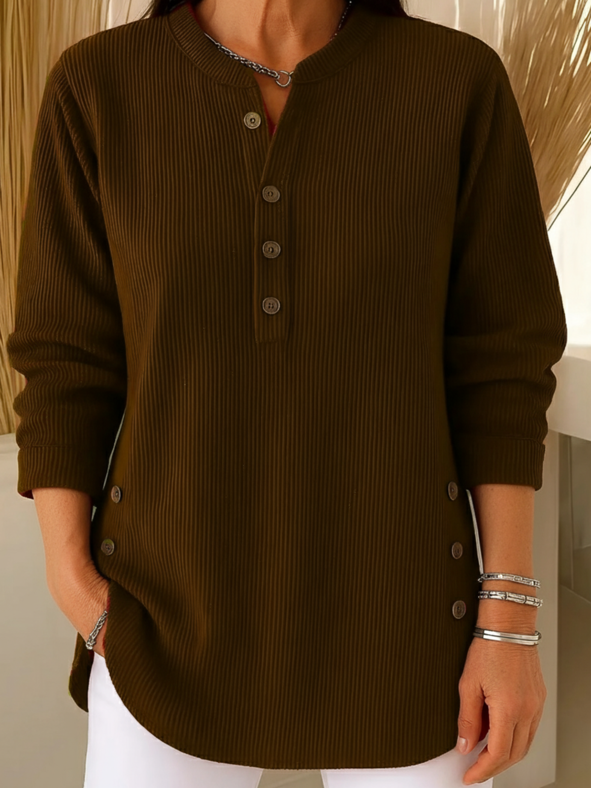Elise Jersey de Punto Liso con Mangas Largas