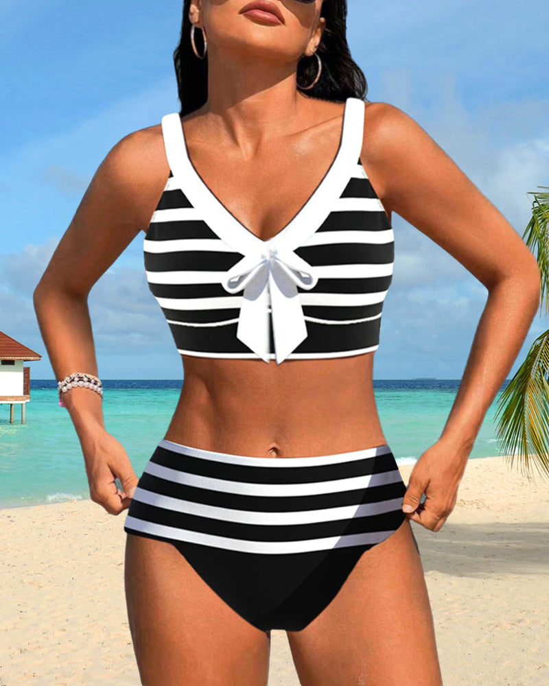 Martina | Bikini de rayas de cintura alta