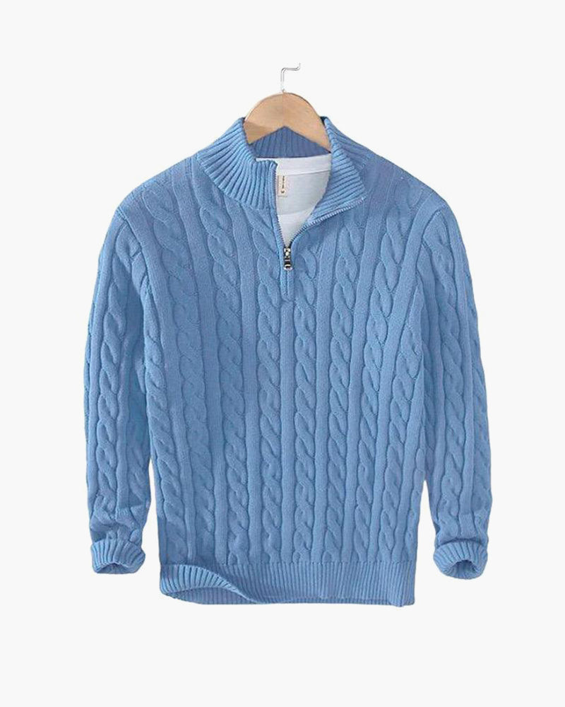 Jersey de Punto Trenzado con Cremallera