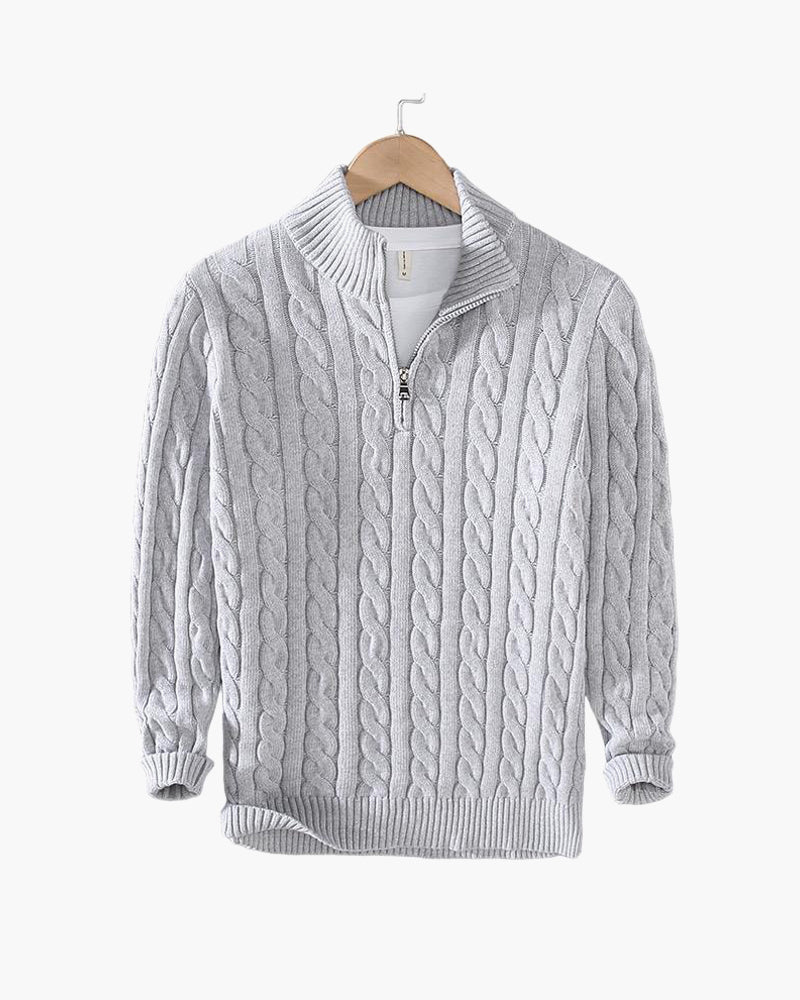 Jersey de Punto Trenzado con Cremallera