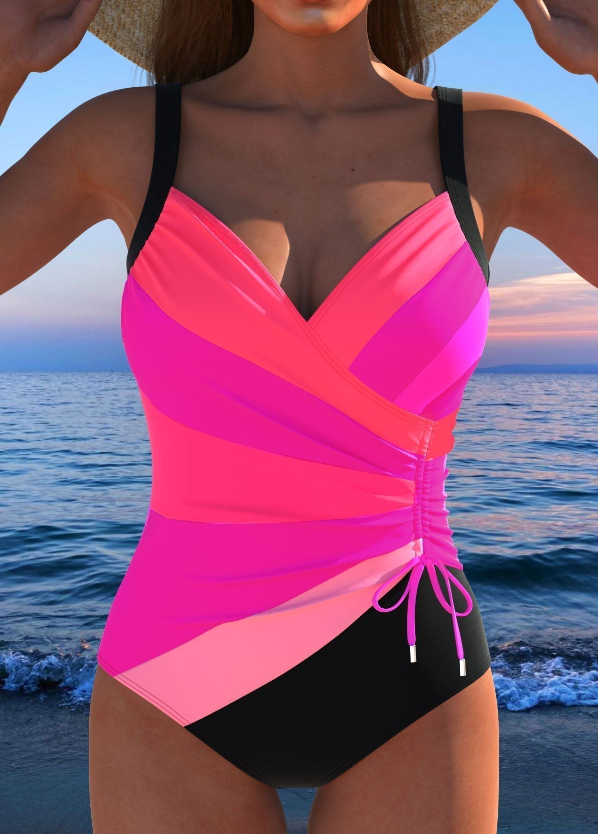 Mercedes | Traje de baño de lujo con escote cruzado y estampado multicolor