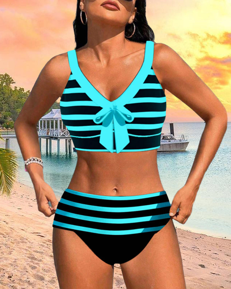 Martina | Bikini de rayas de cintura alta