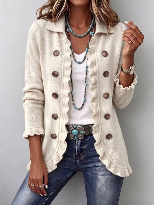 Ottavia | Chaqueta de Canalé Marfil con Volantes
