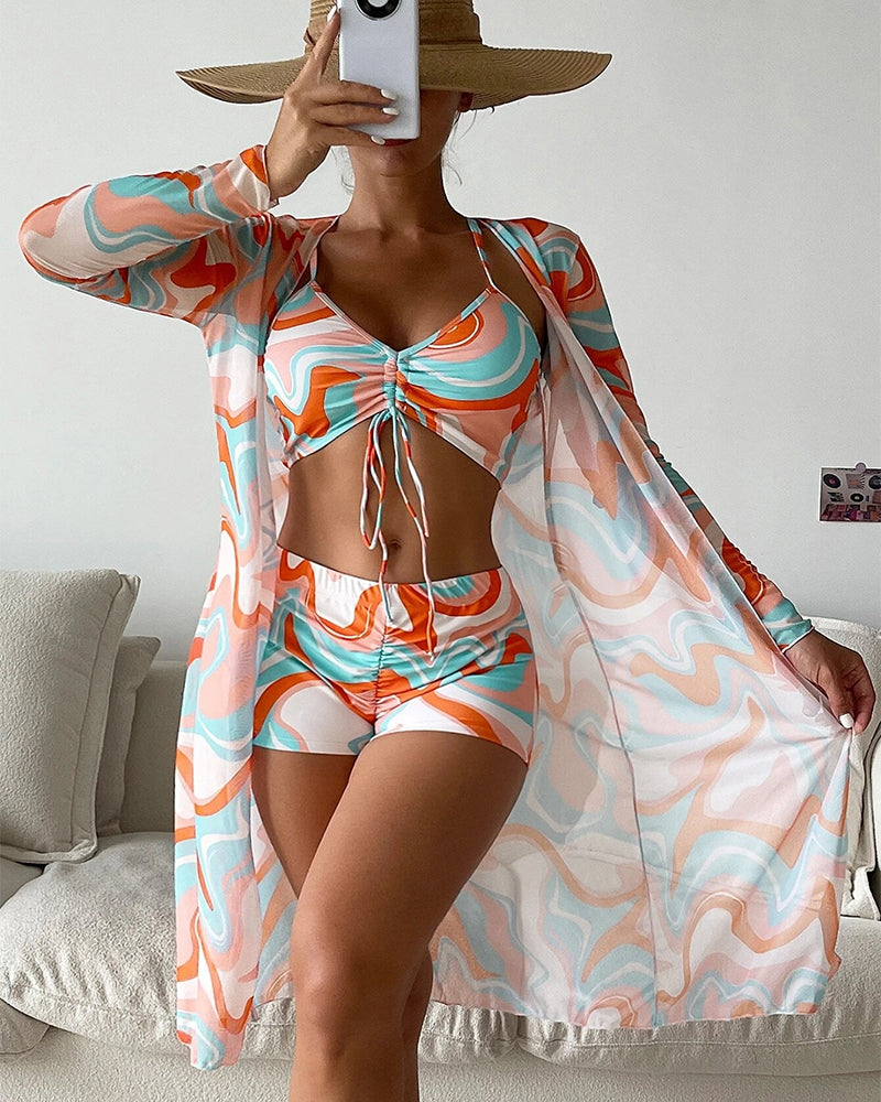 Gabriela | Conjunto de bikini de 3 piezas con estampado