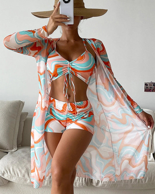 Gabriela | Conjunto de bikini de 3 piezas con estampado
