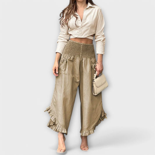 Jaya - pantalones de lino holgados con pliegues de moda
