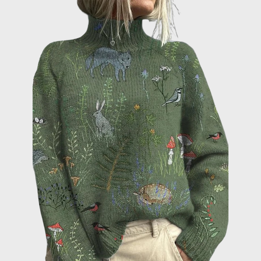 HANA Acogedor Jersey de Punto con Estampado