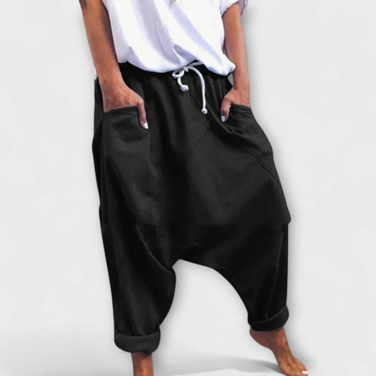 Hara - pantalones harem holgados con cordón