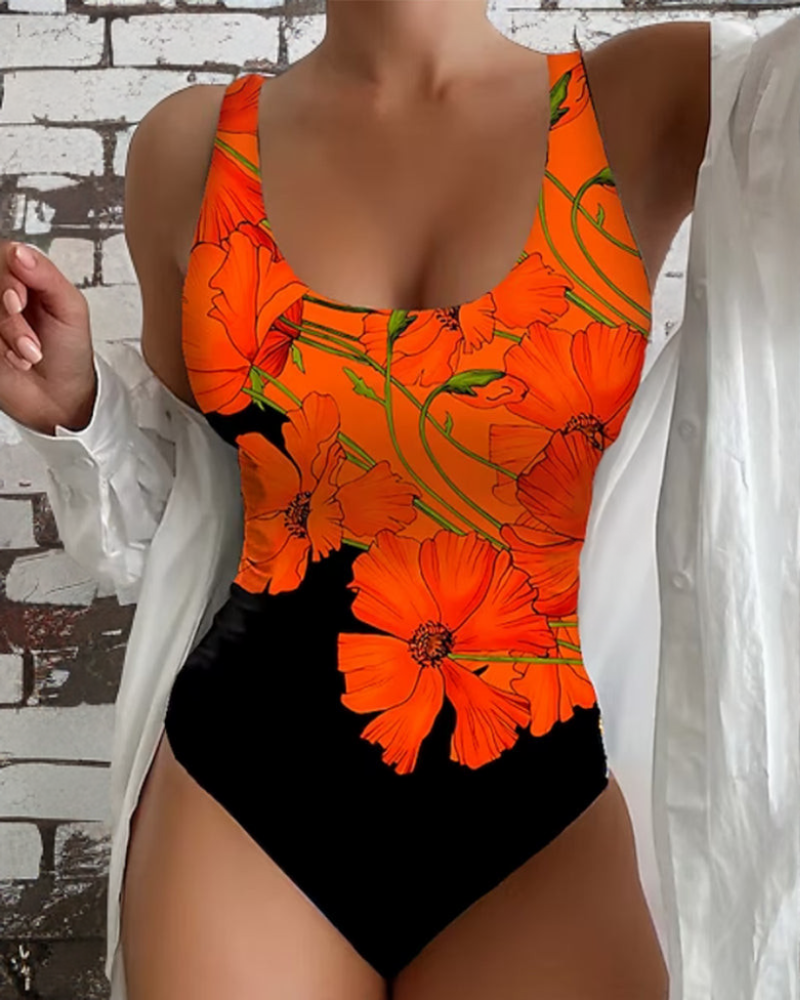Elena | Elegante traje de baño de una pieza con estampado floral