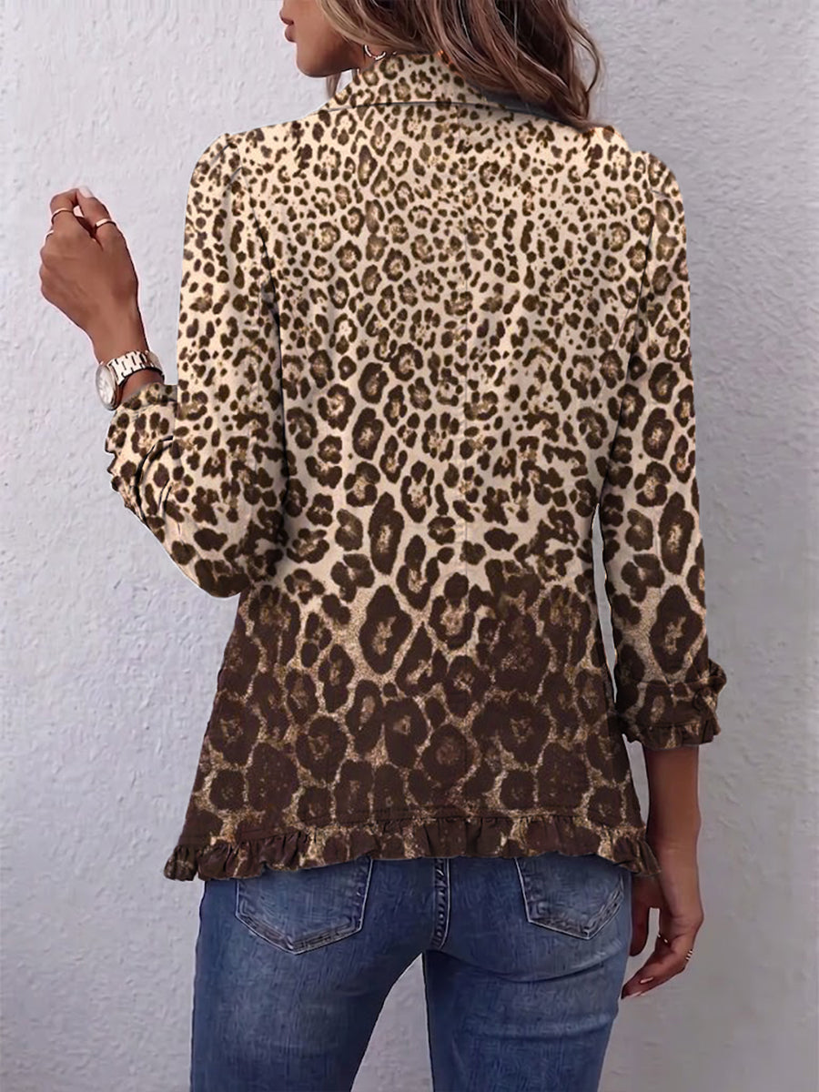 Ombretta | Chaqueta de Leopardo Multicolor con Volantes